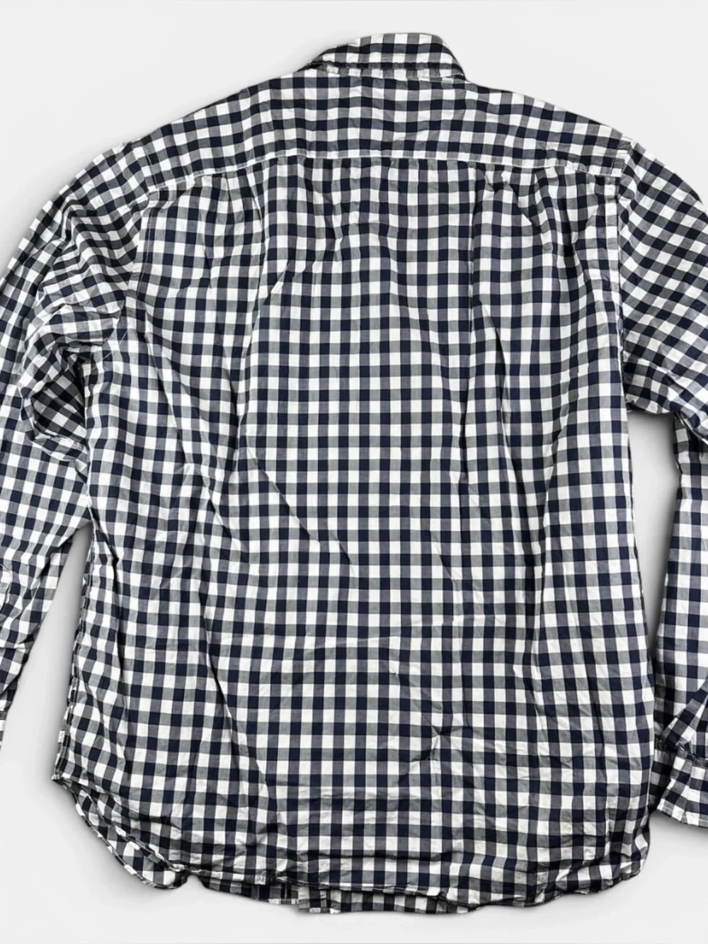 J. Crew Navy White Checked Gingham Long Sleeve Lightweight Cotton Shirt Size M
